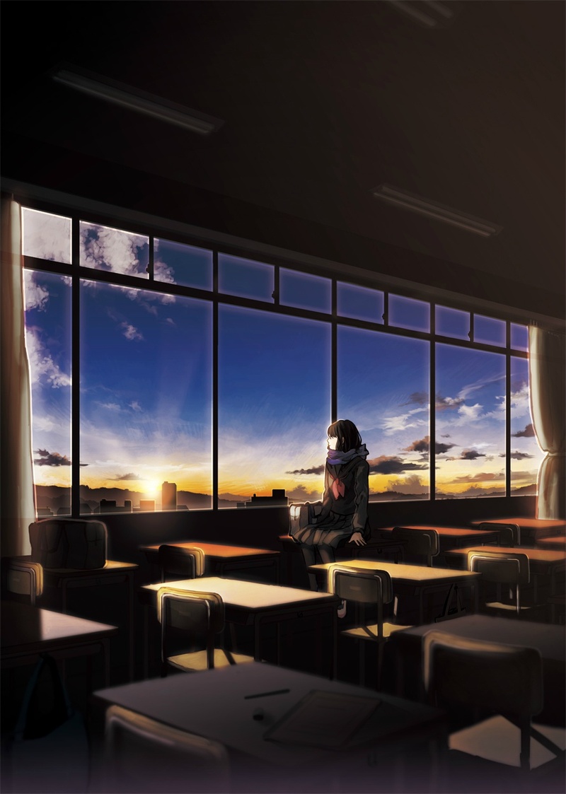 #每日分享# 画师 飴村 手下的天空，好美，最美不过二次元。