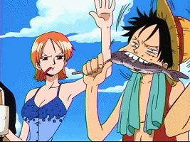 很有爱的一幕，路飞太不乖啦~[哈哈]