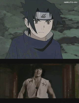 [写轮眼]原来佐助的招式是模仿成龙大哥的，这动作相似度我给满分[嘻嘻]