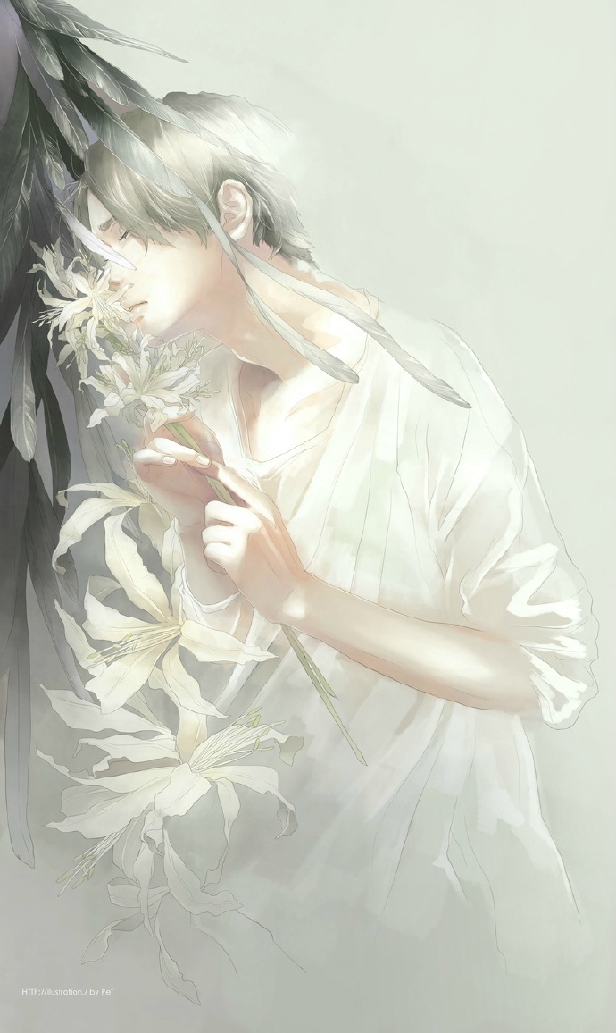 唯美插画，白衣少年系列
仿佛能从画中看到少年的灵魂[花心]