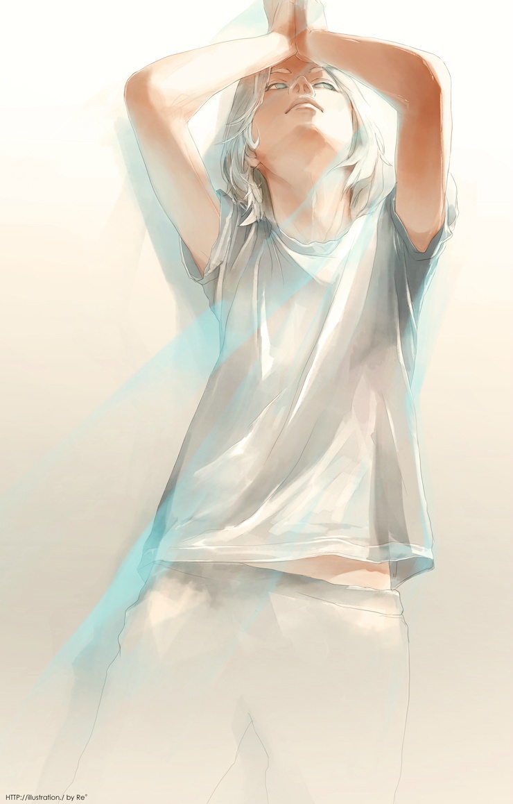 唯美插画，白衣少年系列
仿佛能从画中看到少年的灵魂[花心]