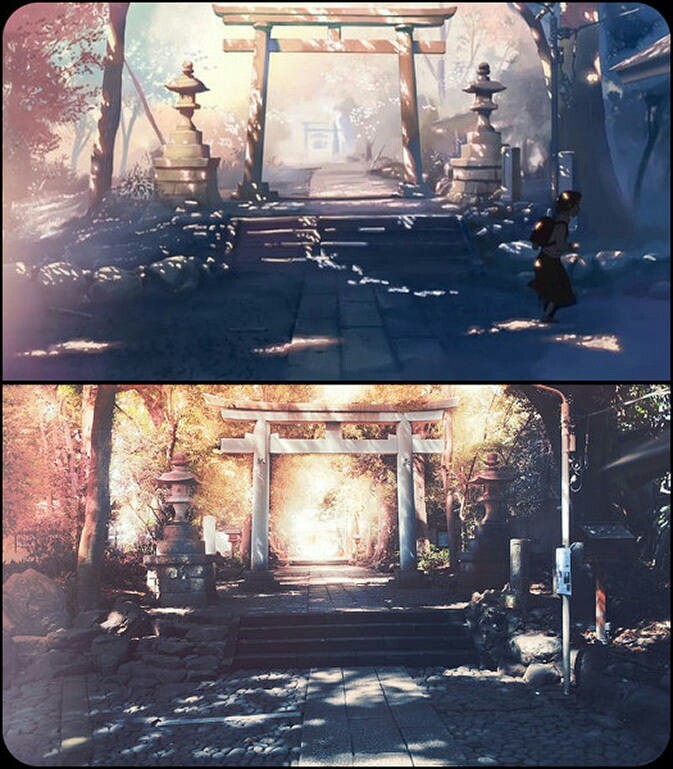 #秒速五厘米#和#言叶之庭#中的唯美场景，#二次元三次元#的完美击穿。[嘻嘻][可怜]