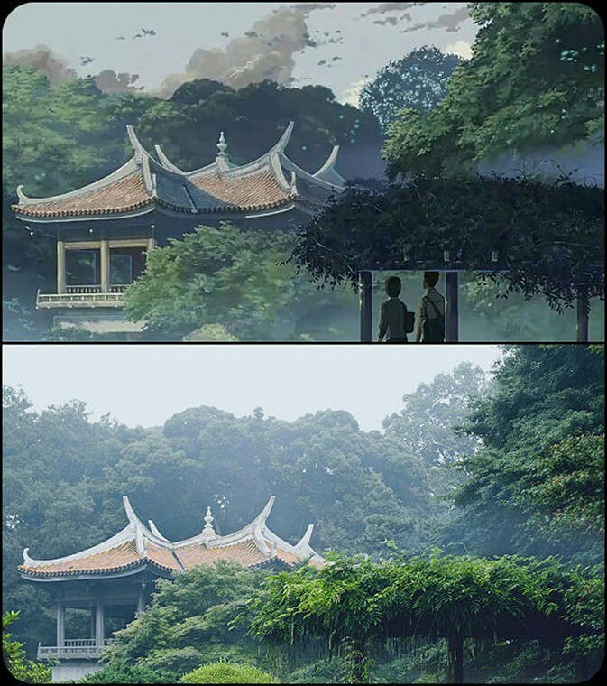 #秒速五厘米#和#言叶之庭#中的唯美场景，#二次元三次元#的完美击穿。[嘻嘻][可怜]