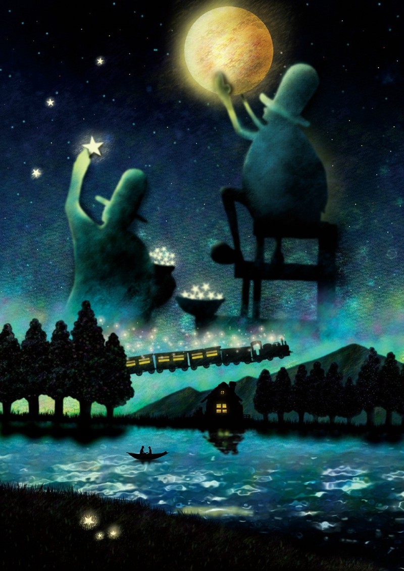 日本插画师 ハラダミユキ的插画作品，冷暖鲜明的格调背景，好美。[嘻嘻]