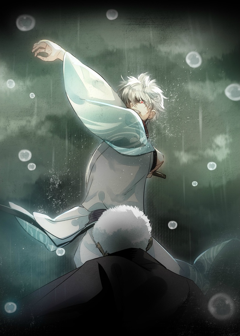 日本画师138的银魂系列插画作品，银他妈真的美如画！[嘻嘻]