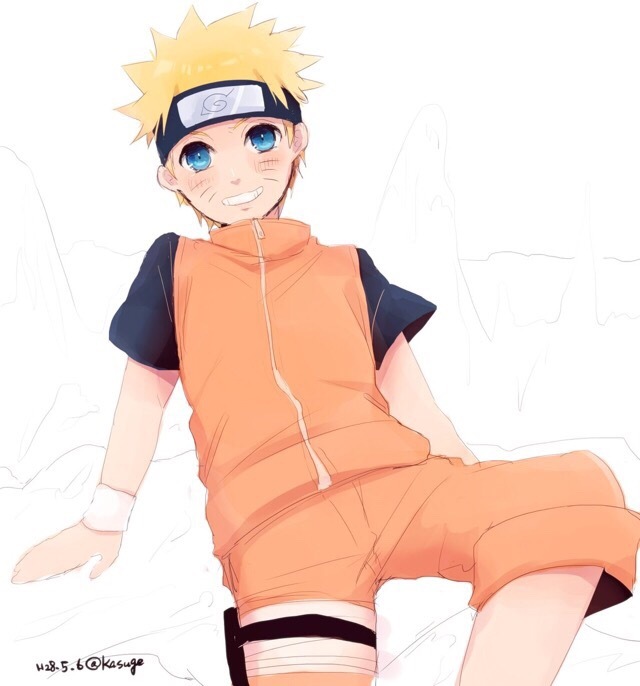画师kasuge的鸣人系列插画，画风温暖，鸣人的笑容好很治愈。[嘻嘻]