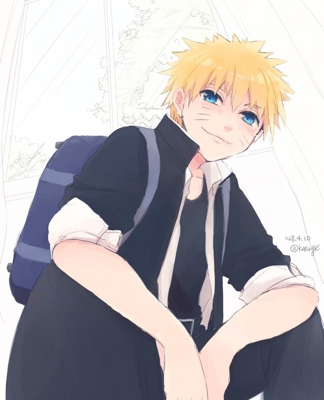 画师kasuge的鸣人系列插画，画风温暖，鸣人的笑容好很治愈。[嘻嘻]