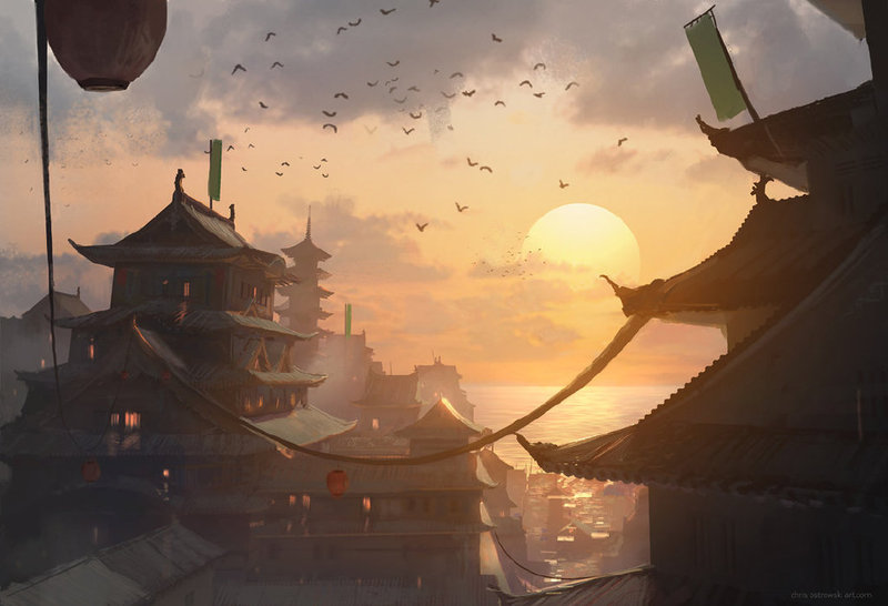 波兰画师najtkriss绘制的场景插画作品，美腻，赞一个[嘻嘻]