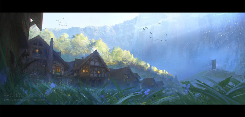 波兰画师najtkriss绘制的场景插画作品，美腻，赞一个[嘻嘻]