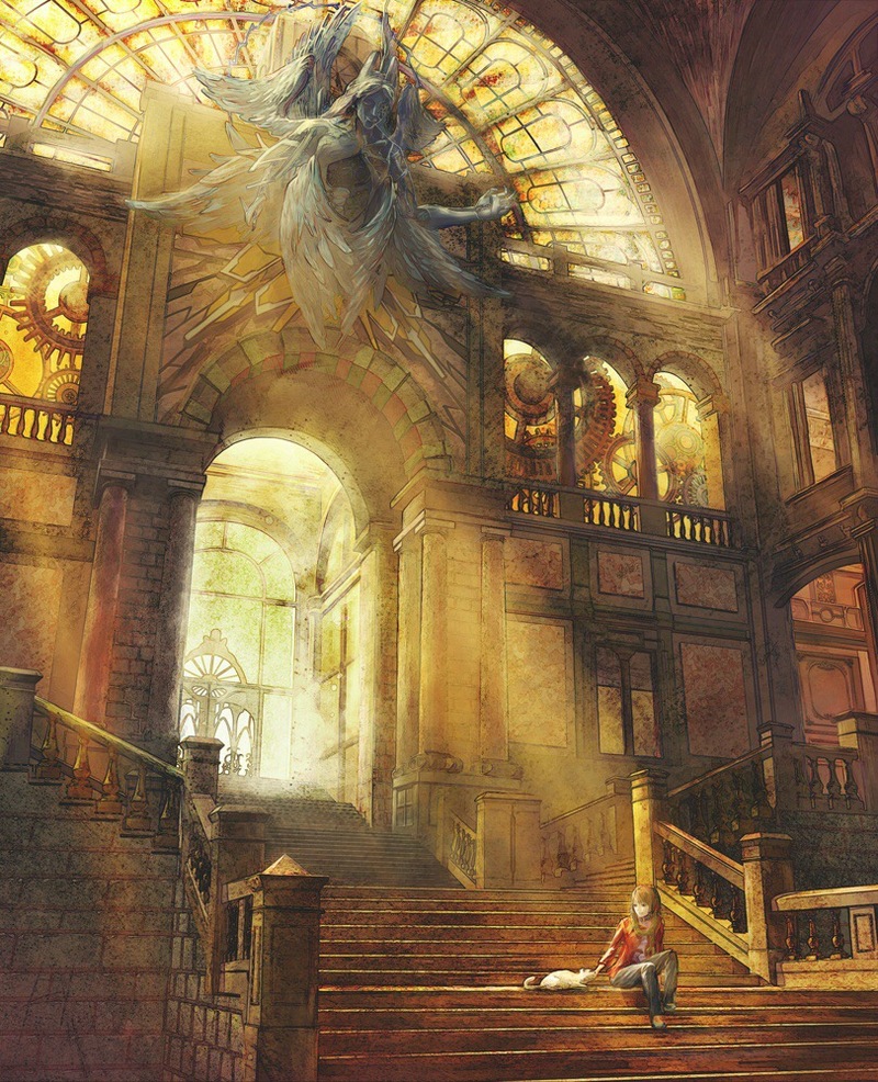 画师kaitan笔下的插画作品，梦幻的世界，每一幅画都藏着一个故事，好美。[嘻嘻]