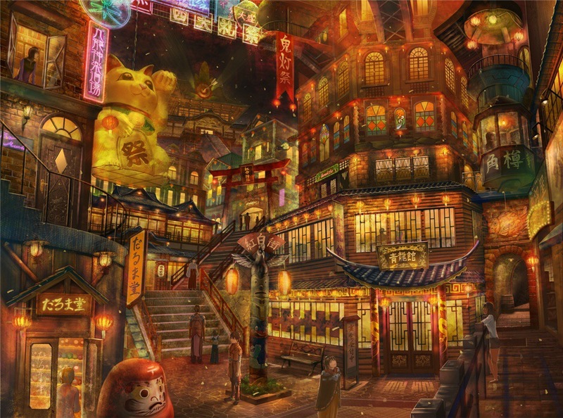 画师kaitan笔下的插画作品，梦幻的世界，每一幅画都藏着一个故事，好美。[嘻嘻]