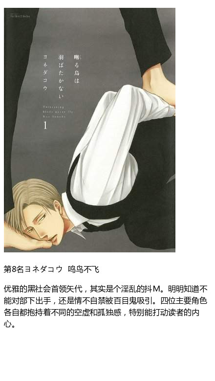 由日本书店店员投票选出读者年龄段在20-40岁左右，10部销量最好的BL漫画，都是精品推荐。#补番#