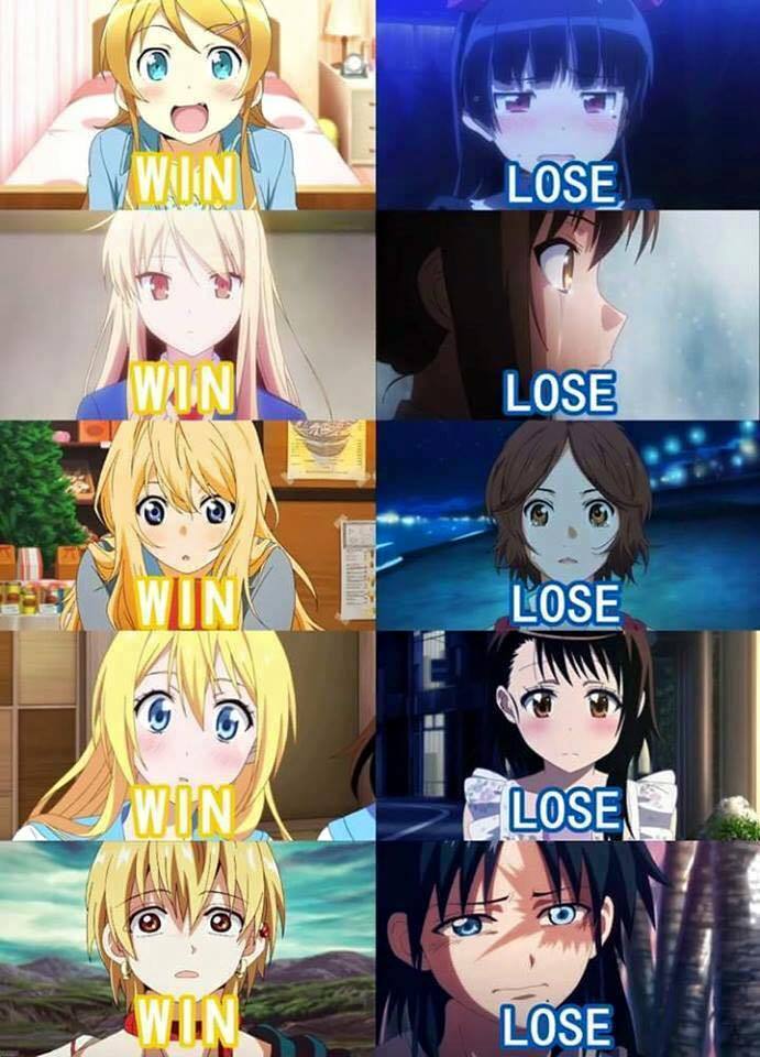 海外网友的疑问：二次元发色恋爱结果宿命论？
《我的妹妹不可能那么可爱》
《樱花庄的宠物女孩》
《四月是你的谎言》
《伪恋》
《魔笛MAGI》
黄毛基本都是笑到最后的人生赢家，简直真相了 [笑cry]