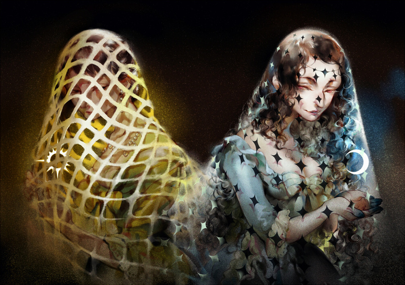 中国画师腔子的作品，很黑暗，也很窒息！
没想到能看到倩女幽魂…图七男女异人，图六男魅女刀…[困]