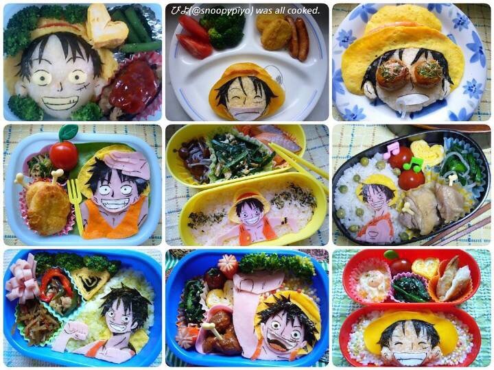 网上一个大触做的动漫便当！火影、银魂、死神、夏目、黑执事、无头骑士异闻录、free、海贼王，创意无限，每一个都好棒！[嘻嘻]