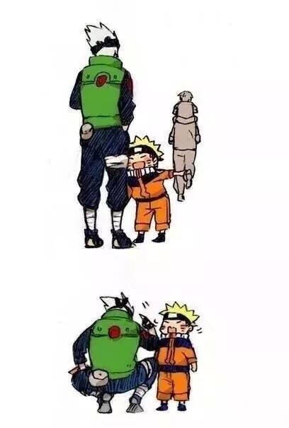 好温馨，鸣人和卡卡西像父子一样的感情[悲伤]